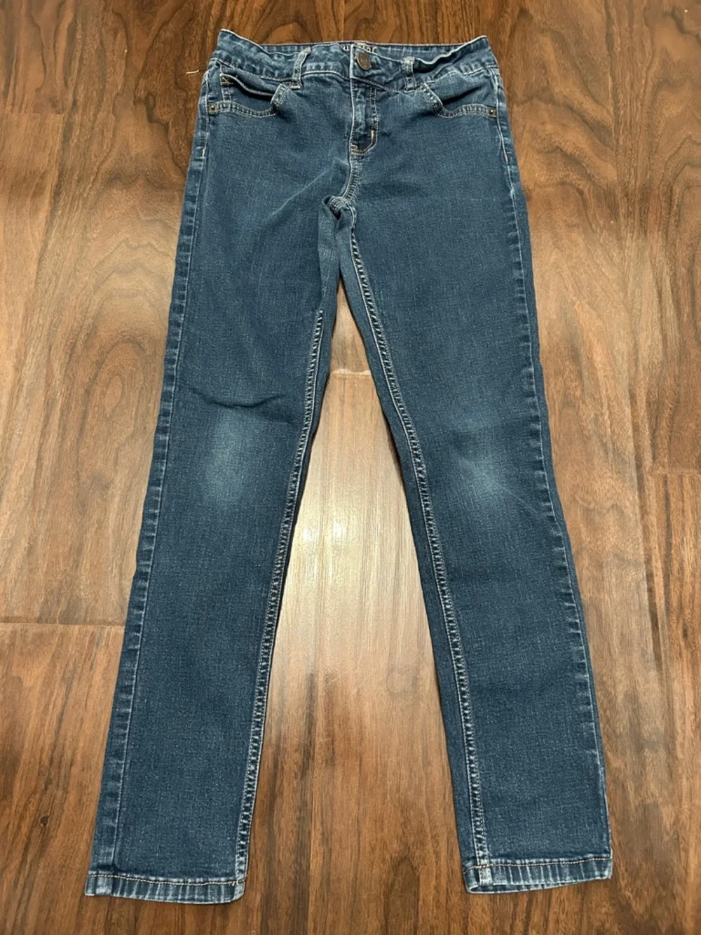Justice Girls Dark Wash Mid Rise Super Skinny Jeans